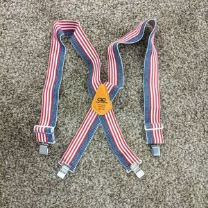 Vintage CLC Suspenders Adjustable Patriotic Custom Leather Craft Red White Blue